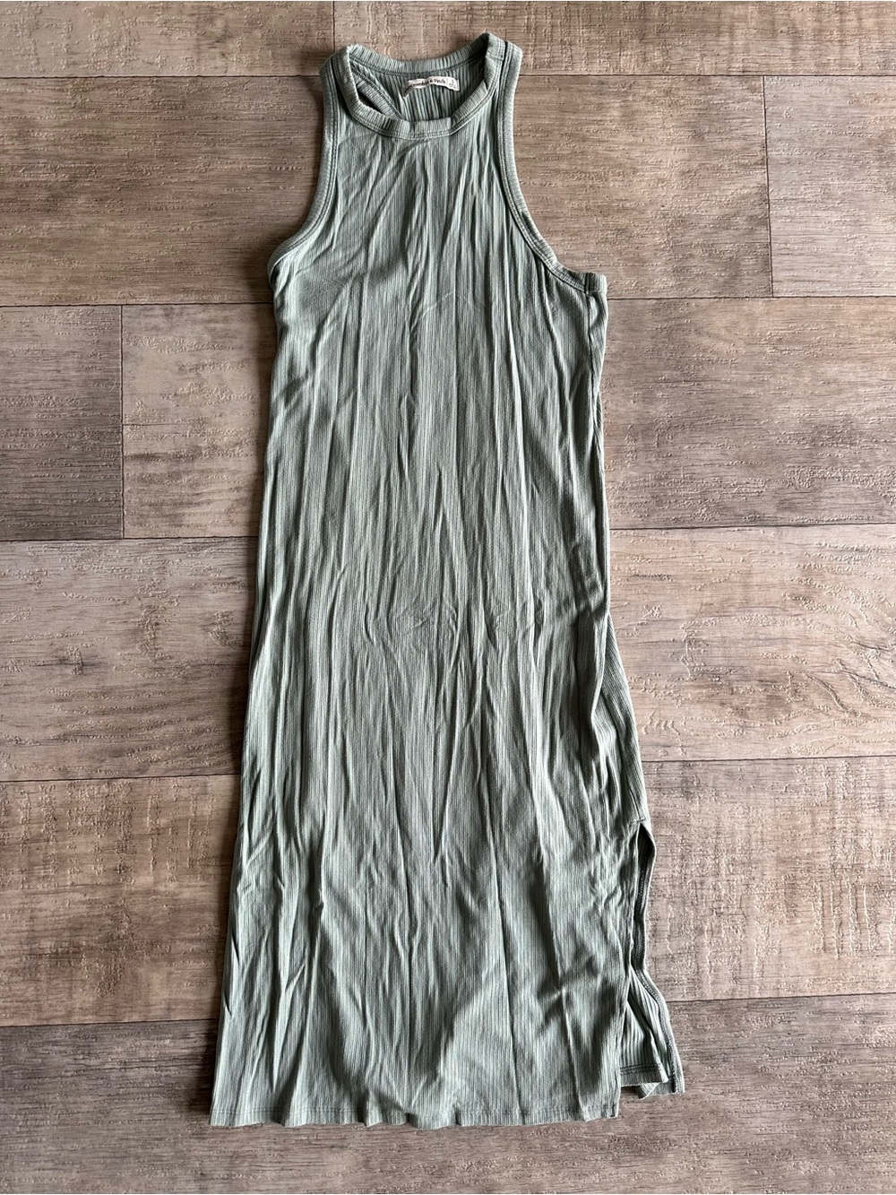 Abercrombie & Fitch Sleeveless Ribbed Maxi Dress in Sage
